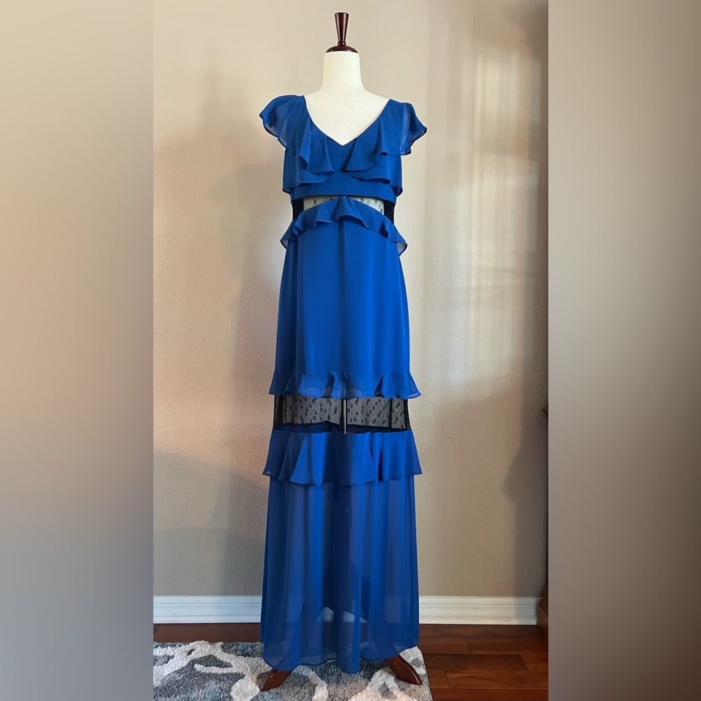 BCBGeneration, Blue with black lace dress, size 8